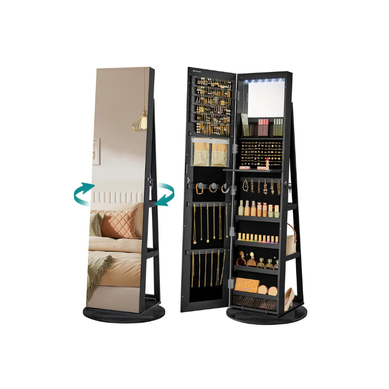 6 LEDs Lockable Mirror Jewelry Cabinet - Image 5