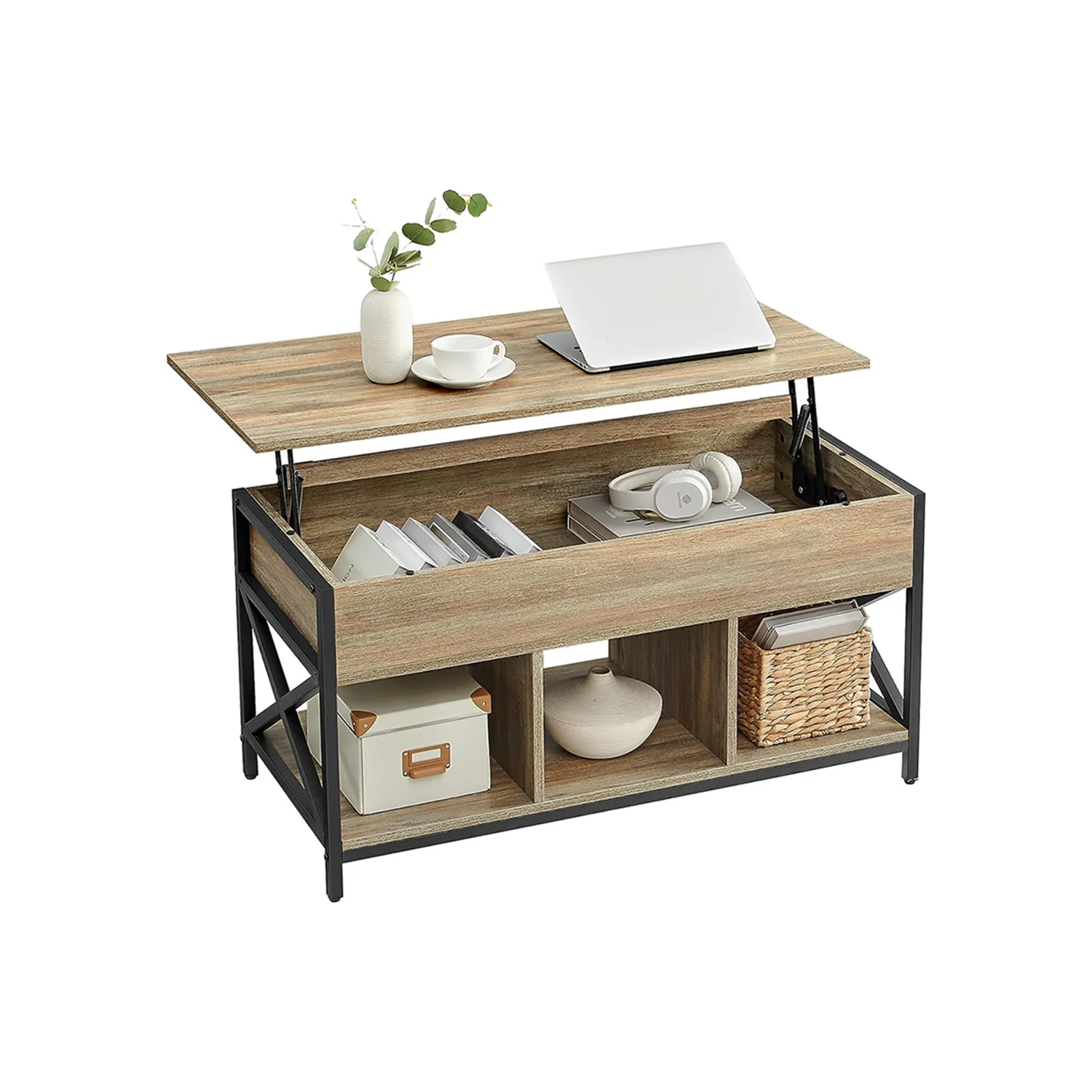 Daxton Collection - Industrial Brown Lift Top Coffee Table - Image 3